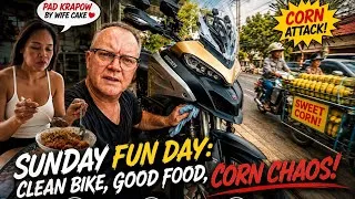 Thumbnail: SUNDAY FUN DAY: Clean Bike, Pad Krapow & Corn Chaos in Thailand!