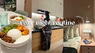 Thumbnail: Cozy Night Routine 🌃 | Cooking dinner, Self care, Early bed time & Breakfast | Aesthetic ASMR vlog ✨