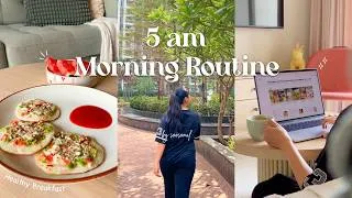 Thumbnail: Waking up at 5 AM ☕️ | Slow and Relaxing Morning Routine | Healthy Breakfast 🌮 | Aesthetic ASMR vlog