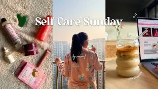 Thumbnail: Self Care Sunday Routine 🌸 | Slow morning & Skin care 🫧 | A day in my life | Aesthetic ASMR vlog 🌿