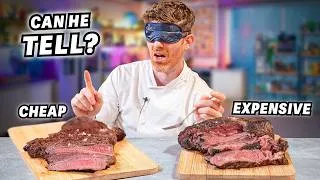 Thumbnail: Cheap vs Expensive Steak… Can a Chef Tell Blindfolded? | Sorted Food