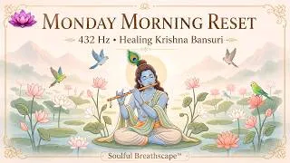 Thumbnail: Monday Morning Reset 🌿 Break Negative Patterns & Lower Cortisol with 432 Hz Healing Krishna Bansuri