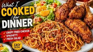 Thumbnail: SoulfulT Crispy Fried Chicken, Spaghetti & Fresh Salad | Easy Dinner Recipe