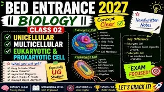Thumbnail: BED Entrance 2027 | Biology Class 02 | Unicellular, Multicellular, Eukaryotic & Prokaryotic Cell 🔥