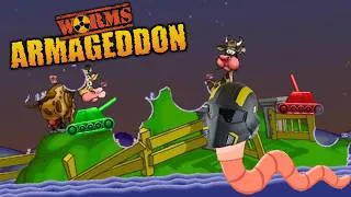 Thumbnail: Throwing everything and the Sink at eachother | Worms Armageddon