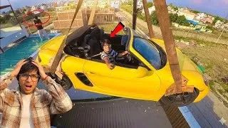 Thumbnail: Aaj Porsche hawa me uda dii 😱 #souravjoshivlogs #porsche #viralvideos #stunt #funny 