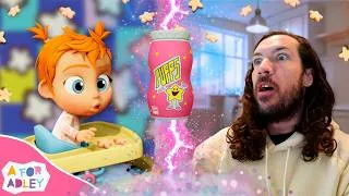 Thumbnail: CRAZY BABY ADLEY - REAL vs CARTOON!! How we make our Animation Magic a Side by Side bts comparison