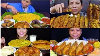 Thumbnail: MUKBANG SHOW 👌 EATING KHICHDI WITH DAM ALU BEGUN BHAJA BEGUNI 🔥FISH CURRY WITH BASMATI RICE 🤤