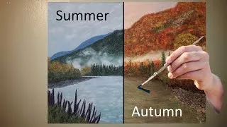 Thumbnail: Painting summer to fall | Oil painting river scene
