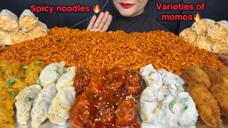 Thumbnail: ASMR EATING SPICY NOODLES,MOMO,SHAWARMA,CREAMY MALAI MOMO,SCHEZWAN MOMO,KURKURE MOMO