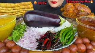 Thumbnail: EATING BAINGAN BARTHA,WHOLE CHICKEN CURRY,DAL CHAWAL,OMLETTE,GULABJAMUN 