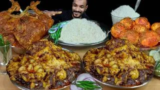 Thumbnail: Eating Show, Spicy Mutton Fat Curry With Rice , Chicken Leg Piece Curry , Egg Masala , Mukbang Asmr