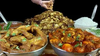 Thumbnail: Eating Show Chicken Kosha Spicy Egg fry Masala Mutton Fat Curry With Rice Mukbang Asmr FoodChallenge