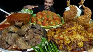 Thumbnail: Eating Show , Mutton Fat Curry Chicken Liver Curry Chicken Leg Piece Egg Masala Rice Mukbang Asmr