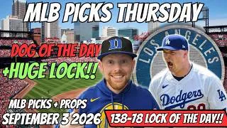 Thumbnail: MLB Picks Today Thursday 9/3/2026 | Free MLB Best Bets, Player Props, and Predictions
