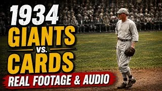 Thumbnail: 👉1934 NY Giants vs. St. Louis Cardinals ⚾ REAL Game Footage (Real Audio • AI Colorized)