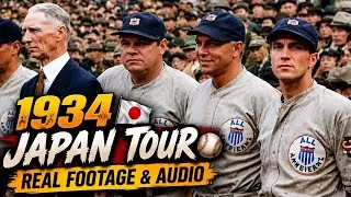 Thumbnail: 👉1934 Japan Tour 🇯🇵⚾️ | Babe Ruth & MLB Legends | REAL Footage & Audio | AI Colorized