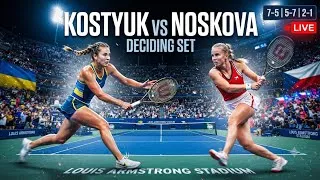 Thumbnail: Kostyuk vs Noskova LIVE | Epic Round of 16 Battle  | Deciding Set Drama