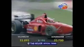 Thumbnail: Archive footage of Michael Schumacher qualifying in Canada in 1996