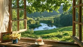 Thumbnail: Spring Valley View Window 📖 Gentle River Ripples & Forest Birds Singing for Deep Focus