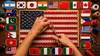 Thumbnail: What If World Flags Were Made With Thread? 🌍🧵 | Satisfying String Art Flag Transformations | ASMR