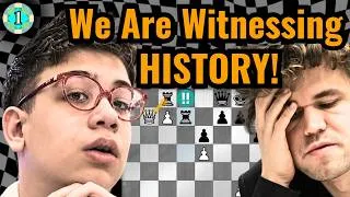 Thumbnail: 12 yo Prodigy Just CRUSHED Magnus Carlsen w/ NUCLEAR Queen Sacrifice! "Its Unbelievable!"