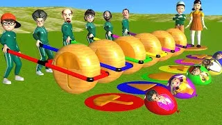Thumbnail: Squid Game vs Scary Teacher 3D Unlock Dalgona Key Shapes Rolling Challenge Miss T vs Neighbor Loser