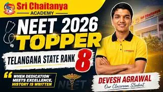 Thumbnail: NEET 2026 Success Story ❤️ Telangana State Rank 8 | Study Strategy, Mock Tests & Self Study