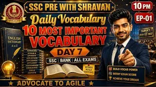 Thumbnail: 🔥 Daily Vocabulary Day 7 | Advocate to Agile | 10 Most Important English Words | SSC CGL 2026-27 