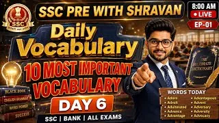 Thumbnail: 🔥 Daily Vocabulary Day 6 | 11 Most Important SSC Vocabulary Words | Adorn to Advocacy | SSC CGL 