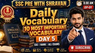Thumbnail: Daily Vocabulary Day 5 | 10 Most Important English Vocabulary Words | SSC CGL 2026-27| |  CHSL | MTS