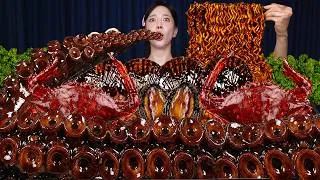 Thumbnail: 자이언트 문어다리 해물찜 🐙 짜파게티 먹방 🖤 Huge Octopus Leg Seafood Boil & Jzapagetti Eating Show ASMR Ssoyoung