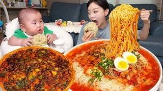 Thumbnail: 입터진 HARU ?! 더운 여름 시원한 김치말이국수 먹방 Cold Spicy Kimchi Noodles for Summer ASMR Ssoyoung