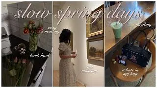Thumbnail: SLOW SPRING DAYS 💐🎧📚 book haul, thrifting, whats in my baggu, art museum, cozy days in my life!
