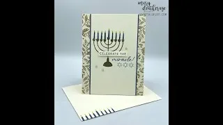 Thumbnail: Stampin Up//Celebrate the Miracle//Shining Brightly DSP//Hanukkah Card//WCMD 2023//Online Exclusive