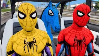 Thumbnail: Team Horse Spider Man Dancing In Car Ride ► Spiderman Surprise Horse Superheroes - Funny Dance Game