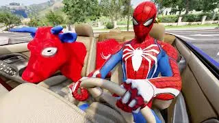 Thumbnail: PRO 5 SPIDER-MAN FAMILY Morning Routine With Cow Dance on Car | Superhero's Story in Real Life Game