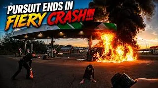 Thumbnail: Murder Suspect Flees MSP | Goes Up In Flames After Crashing Into Gas Pumps