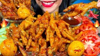 Thumbnail: MAKAN CEKER AYAM TELUR PEDAS *SPICY CHICKEN FEET EGGS RICE ASMR MASSIVE Eating Sounds