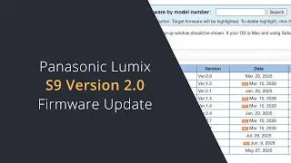 Thumbnail: Panasonic Lumix S9 V2.0 Firmware Update | LUMIX Camera Firmware Updates for the S9