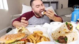 Thumbnail: ONION RINGS BURGERS FRIES BURRITOS EATING SHOW MUKBANG FEAST