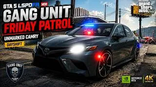 Thumbnail: GTA 5 LSPDFR Mods | GANG UNIT FRIDAY PATROL in an UNMARKED CAMRY | Day Shift | RTX 5090 4K