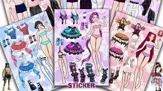 Thumbnail: Oddly Satisfying ASMR Sticker Book Kawaii Goth Cyber Corsets & Frilly Lace Skirts! 💜✨ Paper DIY #374