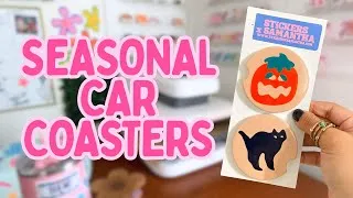 Thumbnail: making Halloween car coasters | September launch prep 
