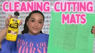 Thumbnail: cleaning cricut cutting mats + testing a new method | window cleaner, goo gone and zig glue methods