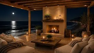 Thumbnail: Cozy Moonlit Seaside Lounge 🌙 Fireplace & Ocean Ambience