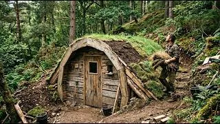 Thumbnail: Building a Hidden Hillside Dugout Shelter From Earth, Stone and Wood  Full Build