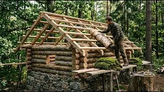 Thumbnail: Turning Logs, Stone and Moss Into a Tiny Forest Cabin  Full Build Start to Finish