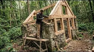 Thumbnail: Building a Tiny Forest Cabin From Ruined Stone Walls  Full Wood and Stone Restoration