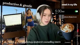Thumbnail: Productive, but GENTLE vlog 📓 5AM work + study days in my life, psychology student, intern, skincare